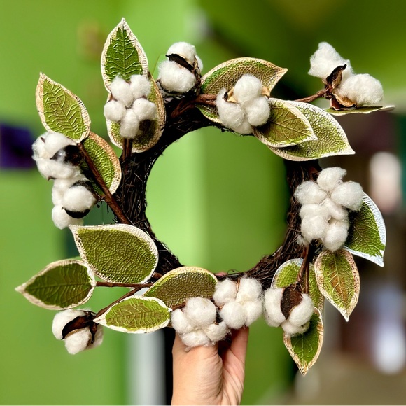 Other - Cottagecore Cabin Rustic Cabin Lakeside Cotton Floral Leaf Wreath Hanging Decor